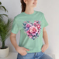 Cozy Hearts and Roses Jersey Short Sleeve Tee - Cotton - DipaliZ