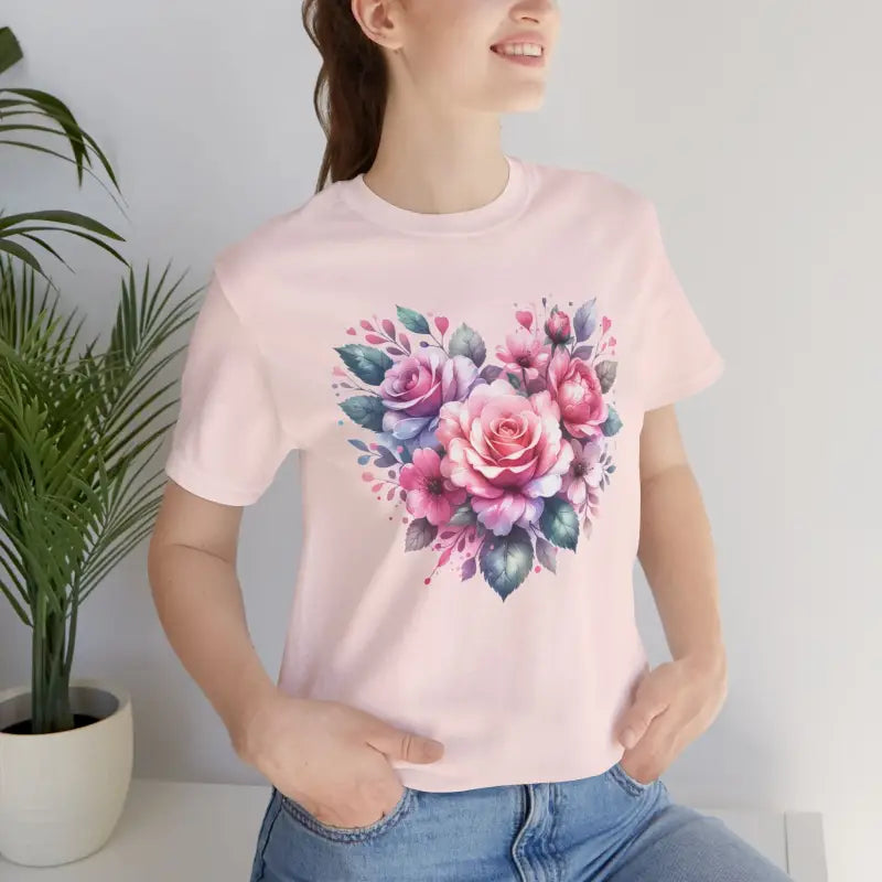 Cozy Hearts and Roses Jersey Short Sleeve Tee - Cotton - DipaliZ