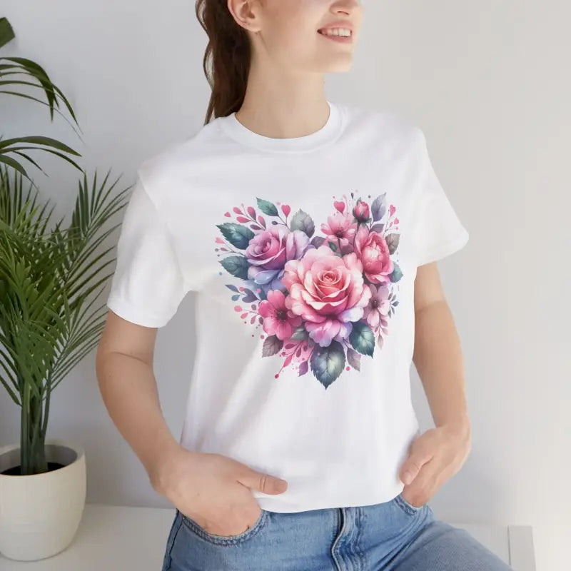 Cozy Hearts and Roses Jersey Short Sleeve Tee - Cotton - DipaliZ