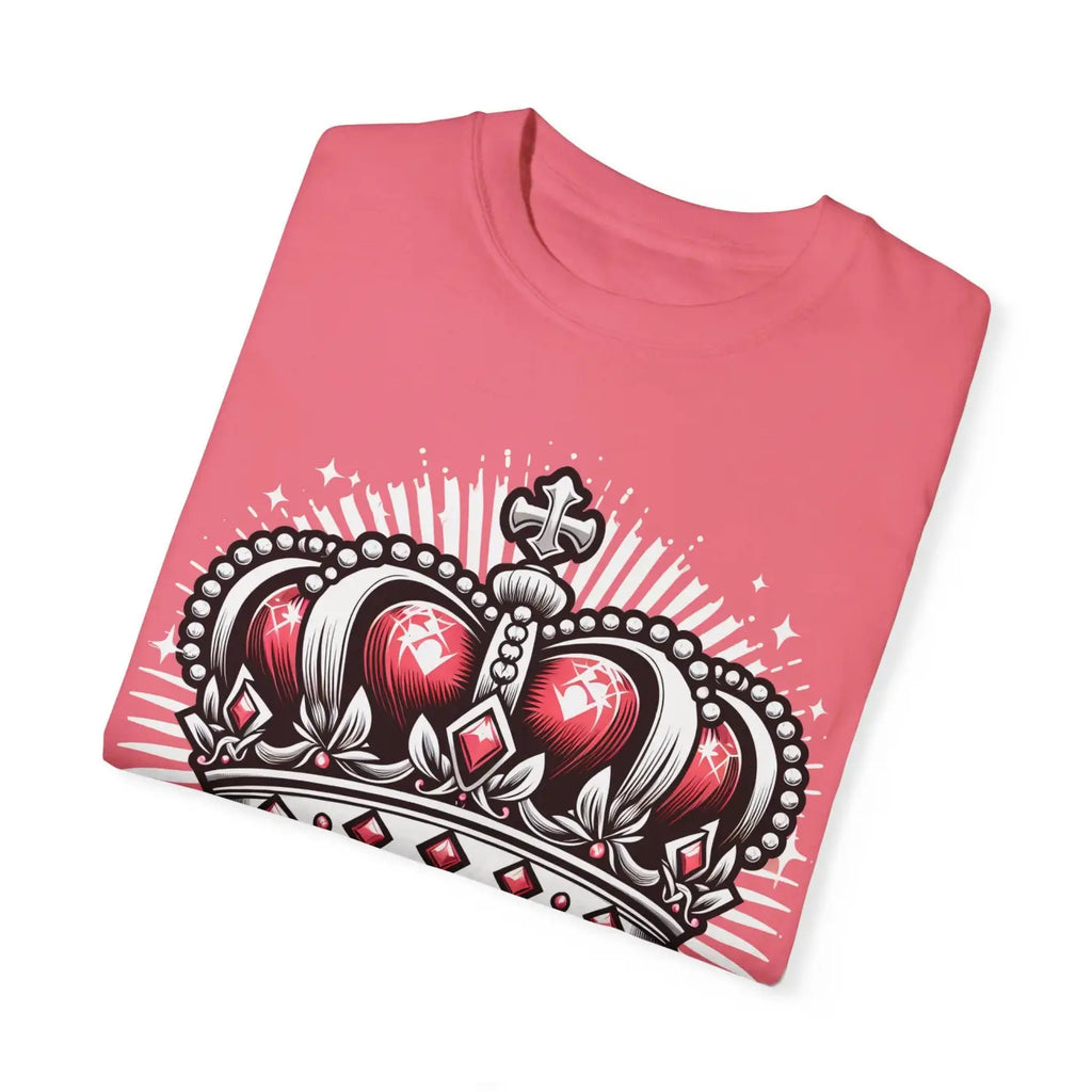 Heart Crown Unisex Garment-Dyed T-Shirt - Pink Graphic - DipaliZ
