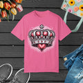 Heart Crown Unisex Garment-Dyed T-Shirt - Pink Graphic - DipaliZ