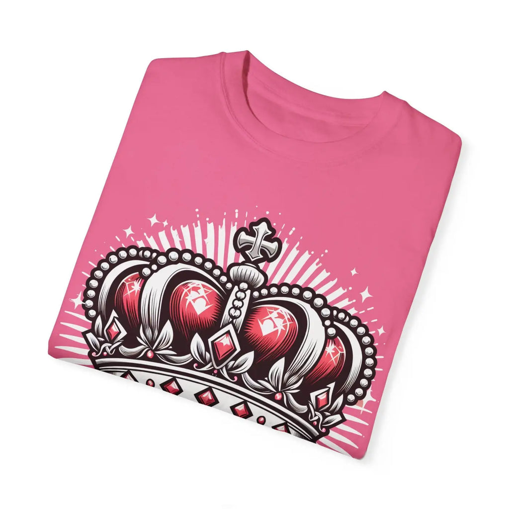 Heart Crown Unisex Garment-Dyed T-Shirt - Pink Graphic - DipaliZ