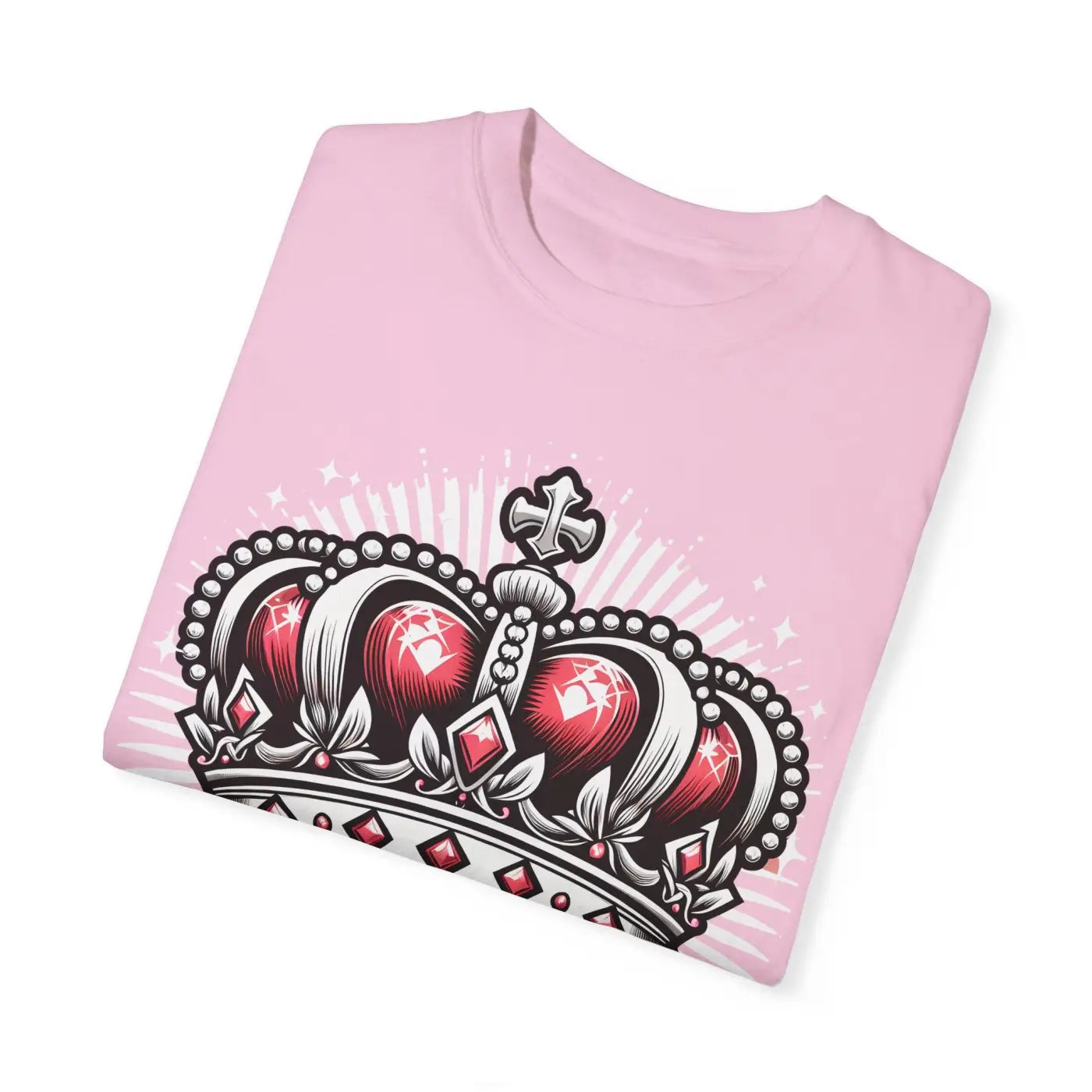 Heart Crown Unisex Garment-Dyed T-Shirt - Pink Graphic - DipaliZ