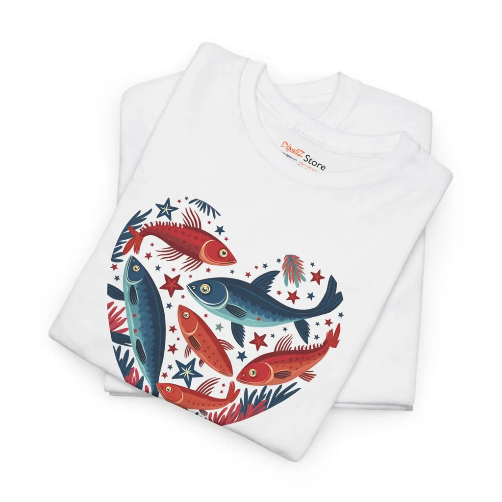Fishes Unisex Heavy Cotton Tee - Heart Design - DipaliZ