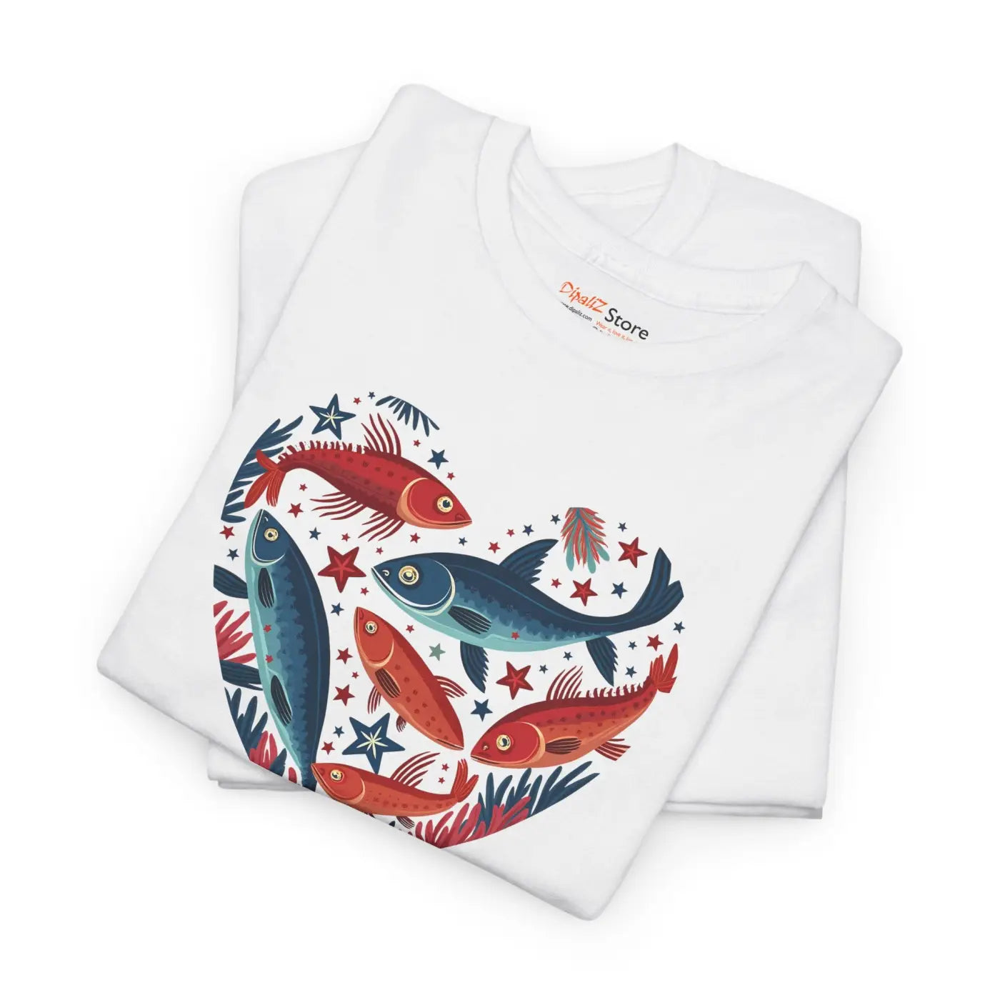 Fishes Unisex Heavy Cotton Tee - Heart Design - DipaliZ
