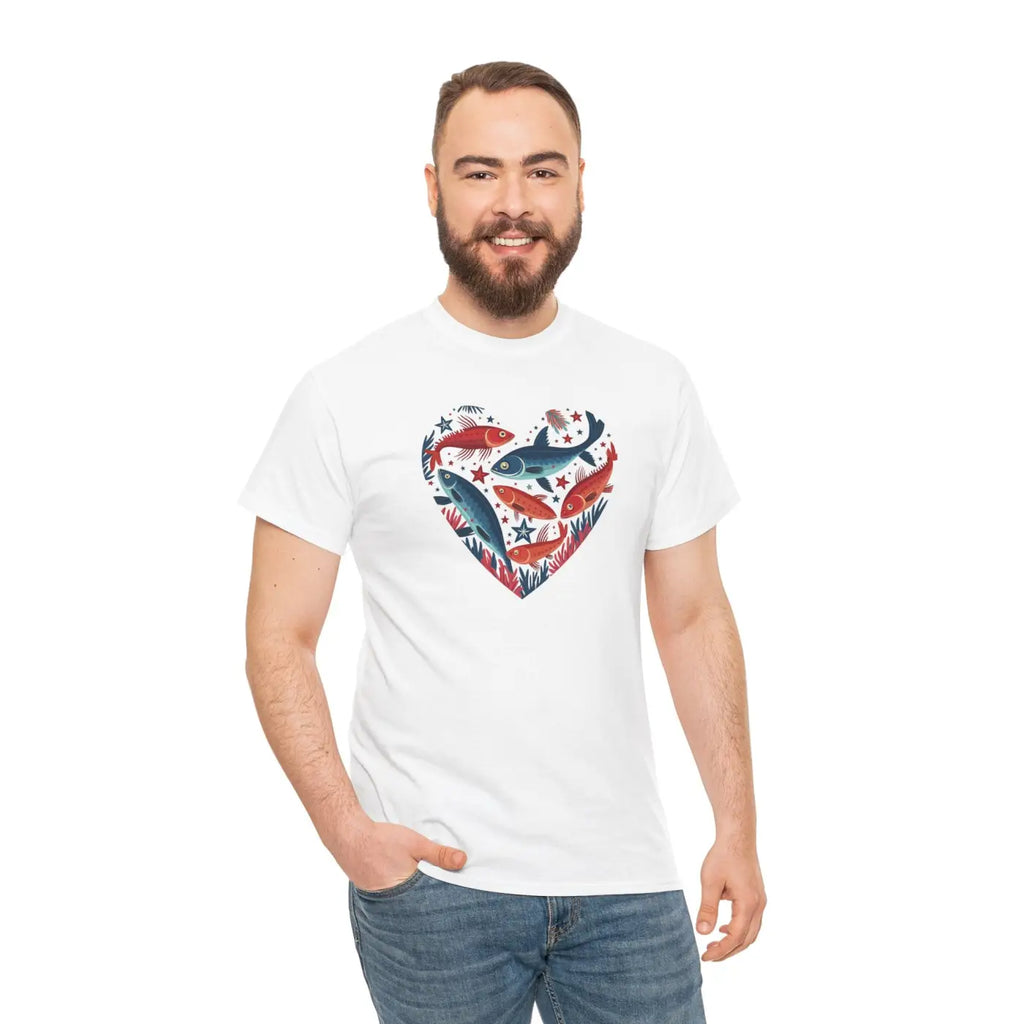 Fishes Unisex Heavy Cotton Tee - Heart Design - DipaliZ