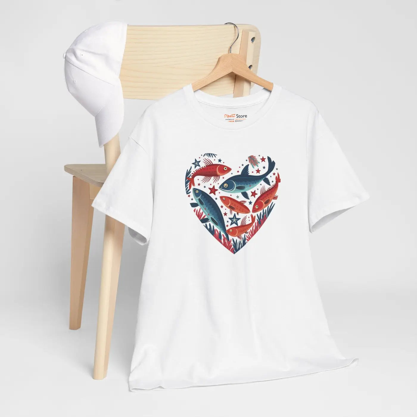 Fishes Unisex Heavy Cotton Tee - Heart Design - DipaliZ