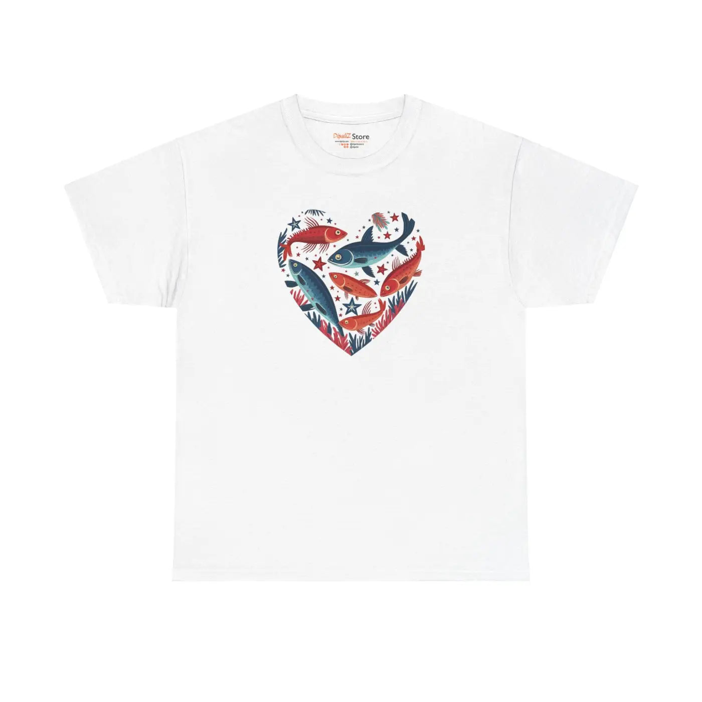 Fishes Unisex Heavy Cotton Tee - Heart Design - DipaliZ