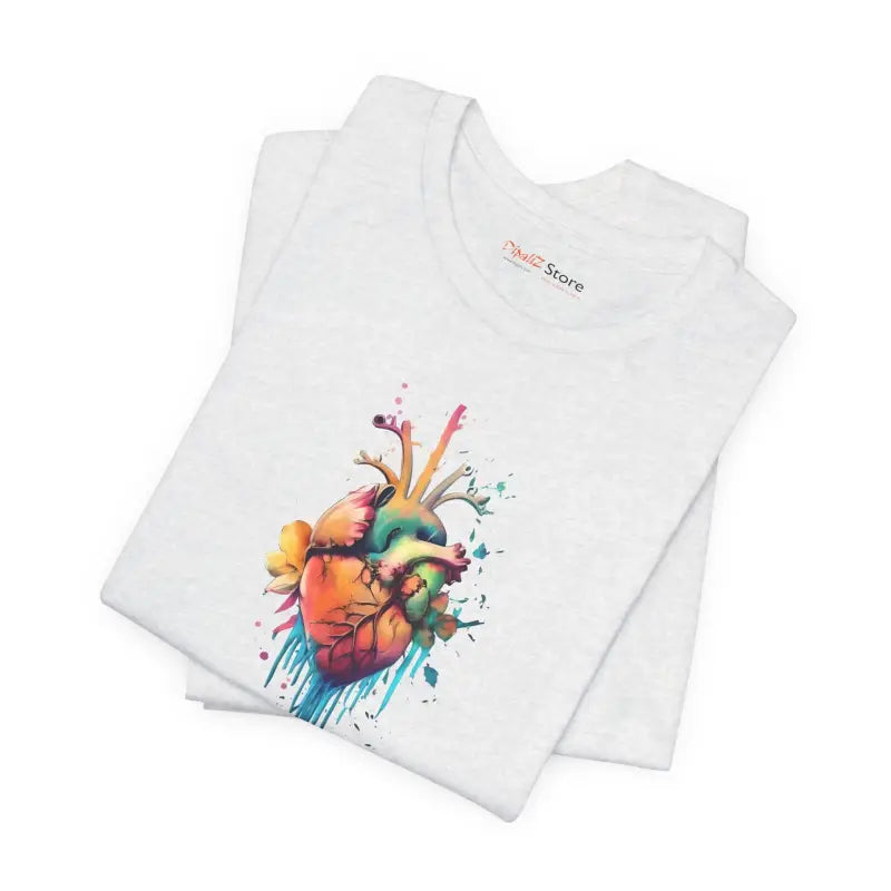 Heart With Flowers Short Sleeve Tee - Unisex Cotton - DipaliZ