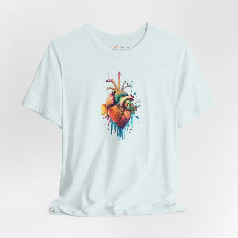 Heart With Flowers Short Sleeve Tee - Unisex Cotton - DipaliZ