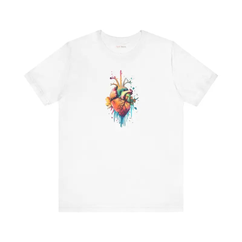 Heart With Flowers Short Sleeve Tee - Unisex Cotton - DipaliZ