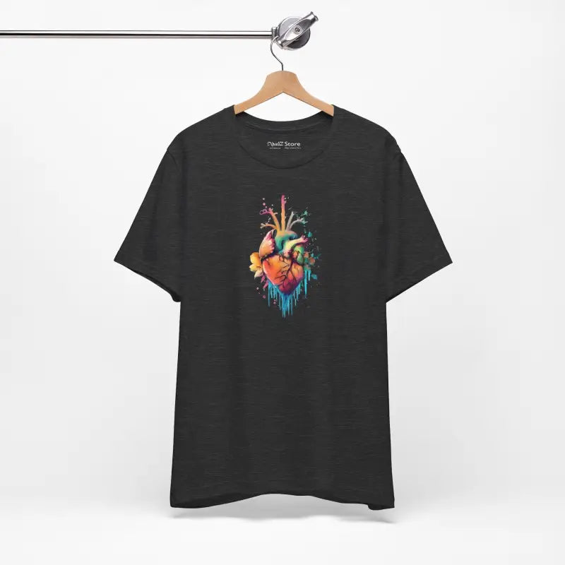 Heart With Flowers Short Sleeve Tee - Unisex Cotton - DipaliZ