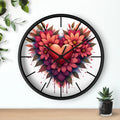Chic Wall Clock - Heart and Vibrant Blooms Design - DipaliZ