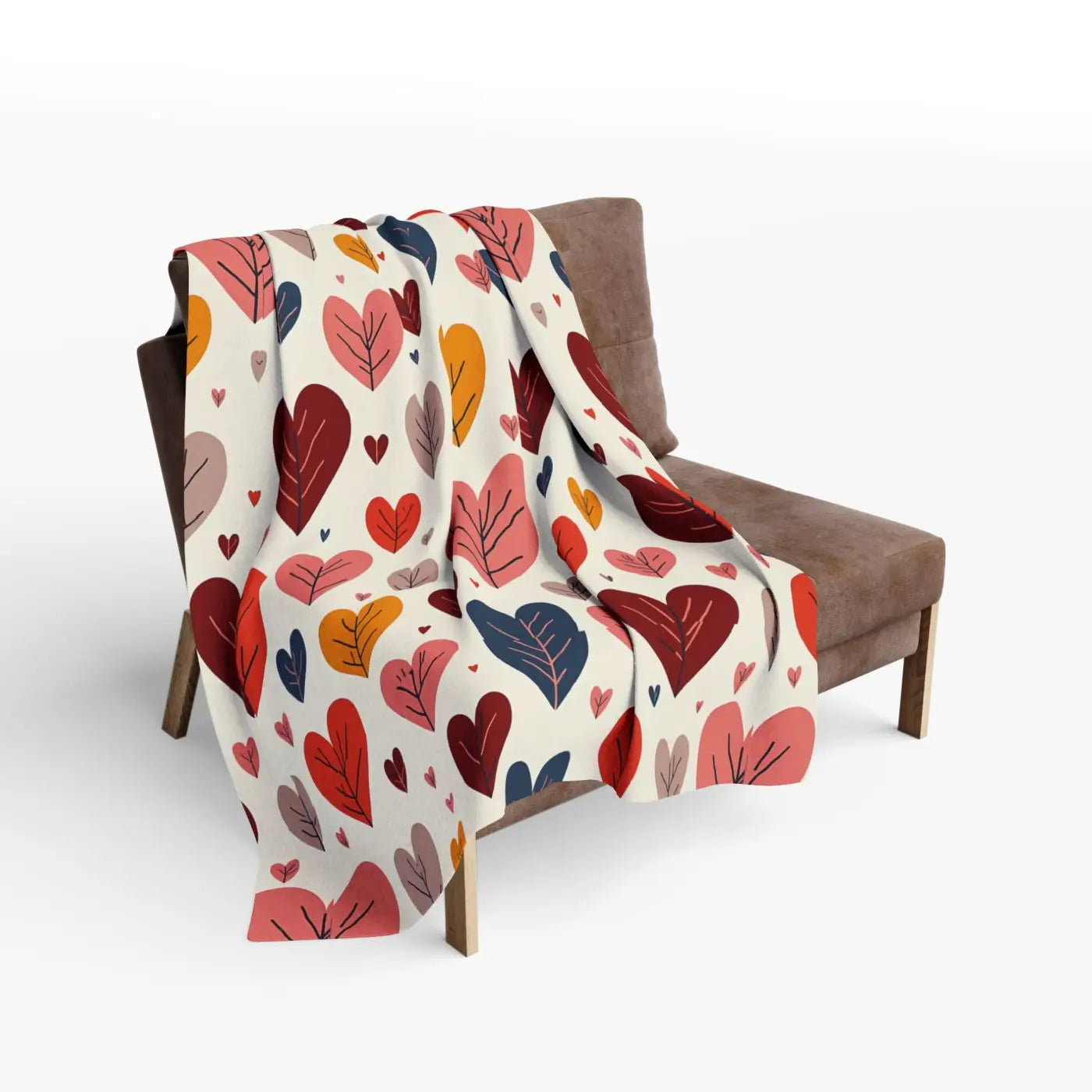 Vibrant Arctic Fleece Blanket Cozy - Heart Leaves Pattern - DipaliZ