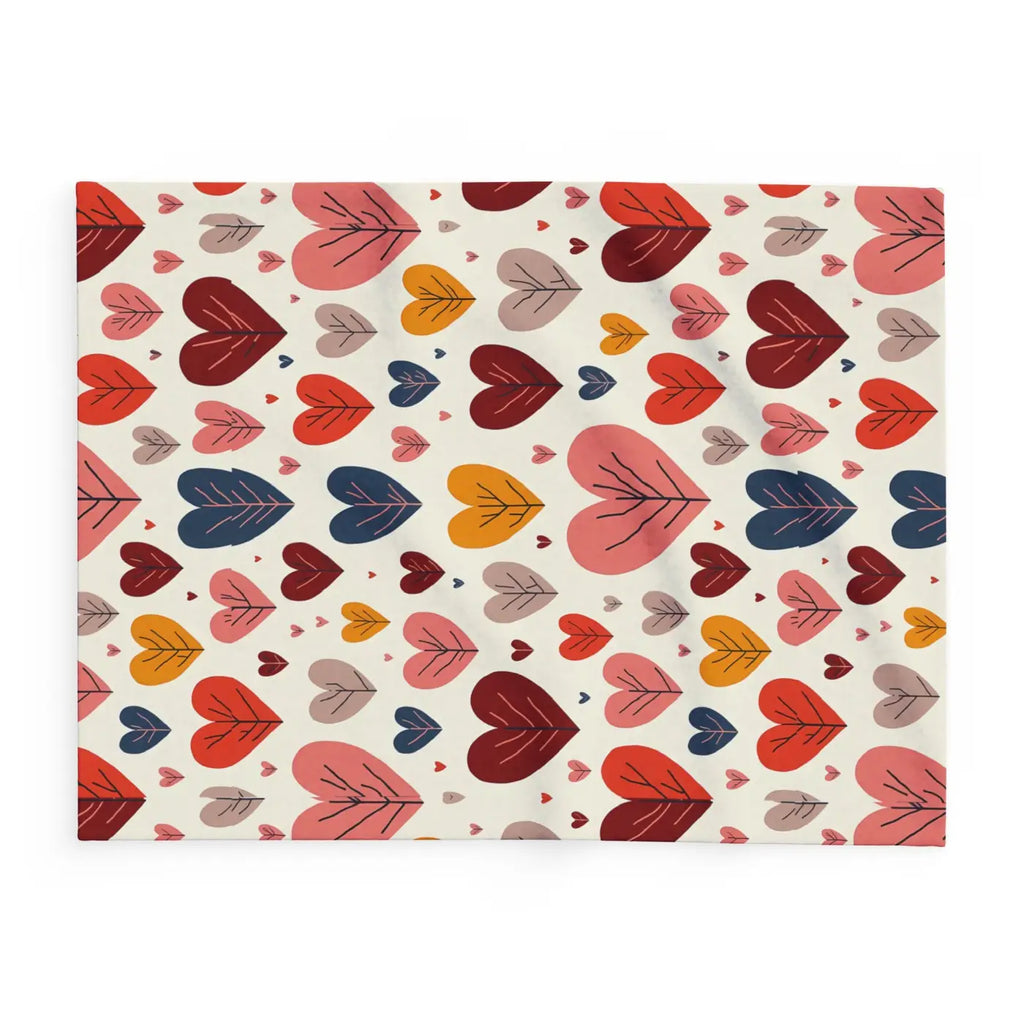 Vibrant Arctic Fleece Blanket Cozy - Heart Leaves Pattern - DipaliZ