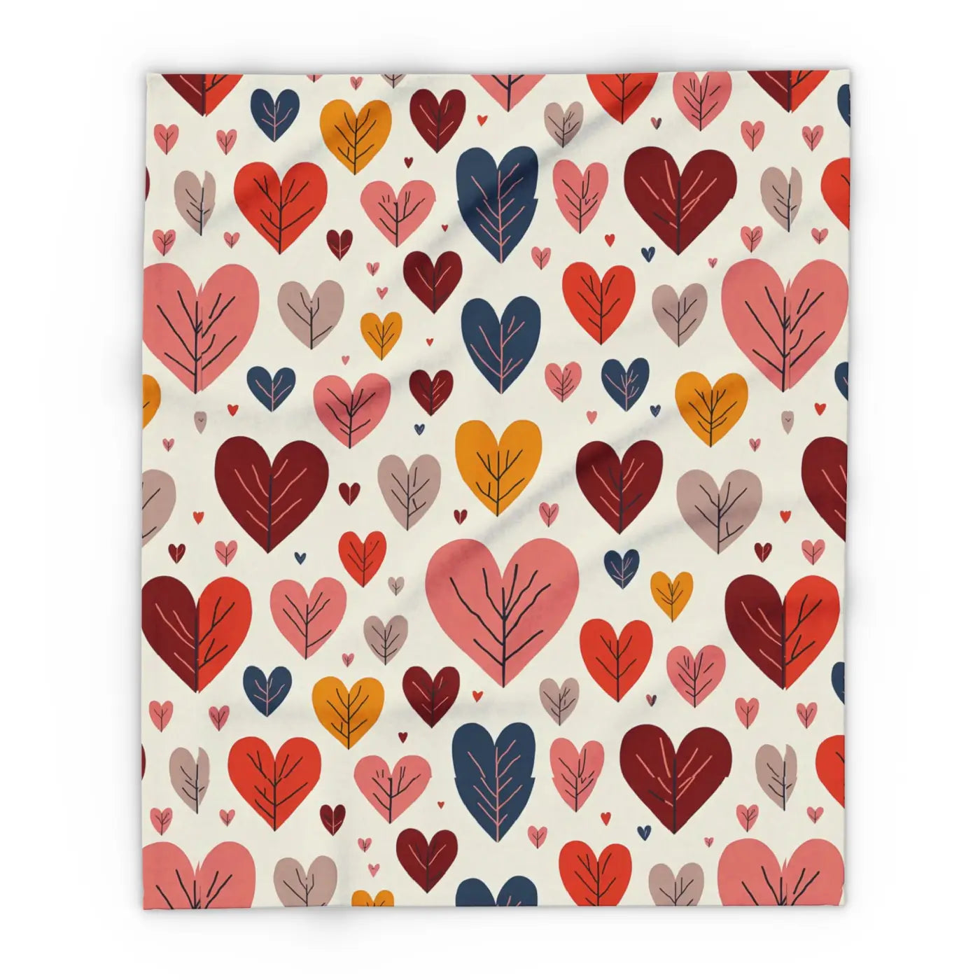 Vibrant Arctic Fleece Blanket Cozy - Heart Leaves Pattern - DipaliZ