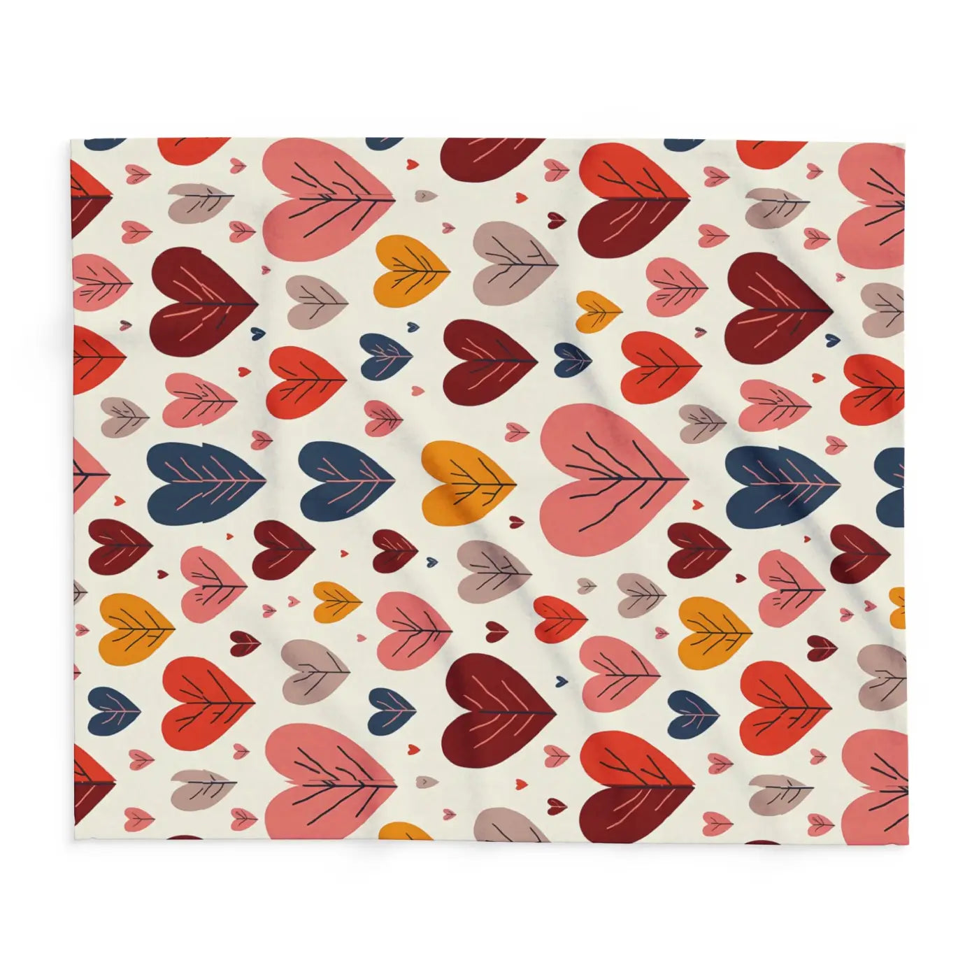 Vibrant Arctic Fleece Blanket Cozy - Heart Leaves Pattern - DipaliZ