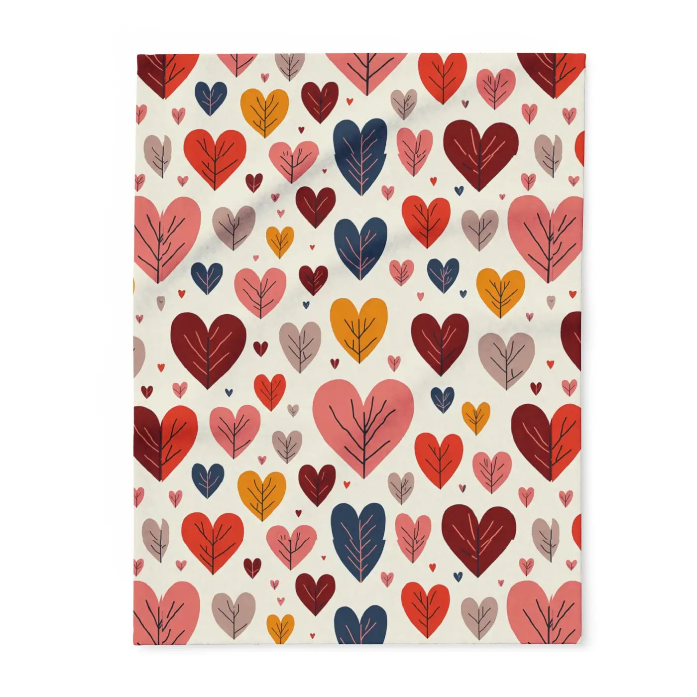 Vibrant Arctic Fleece Blanket Cozy - Heart Leaves Pattern - DipaliZ