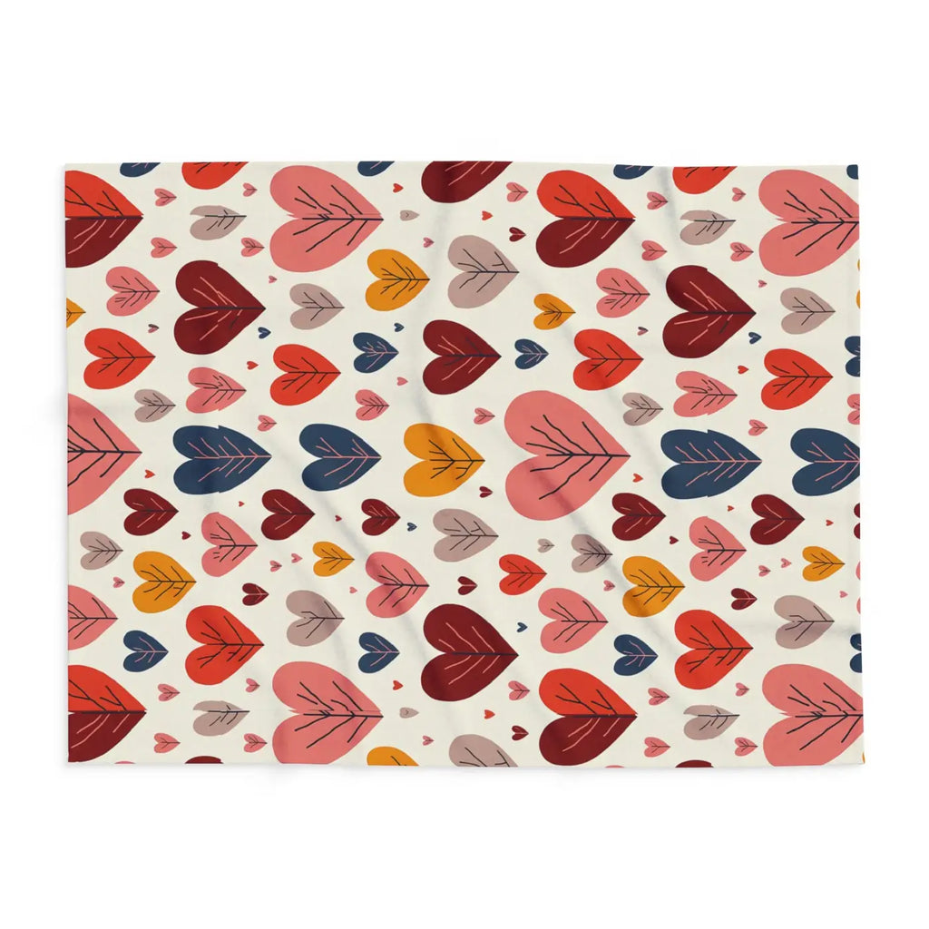 Vibrant Arctic Fleece Blanket Cozy - Heart Leaves Pattern - DipaliZ