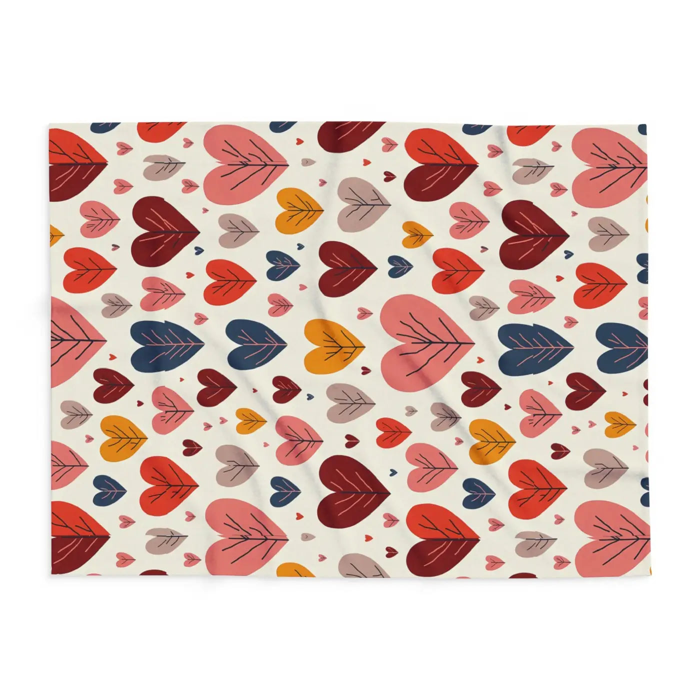 Vibrant Arctic Fleece Blanket Cozy - Heart Leaves Pattern - DipaliZ
