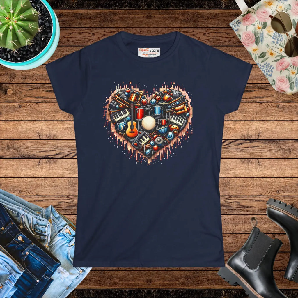 Women's Softstyle Tee - Heart Design Featuring Music - DipaliZ