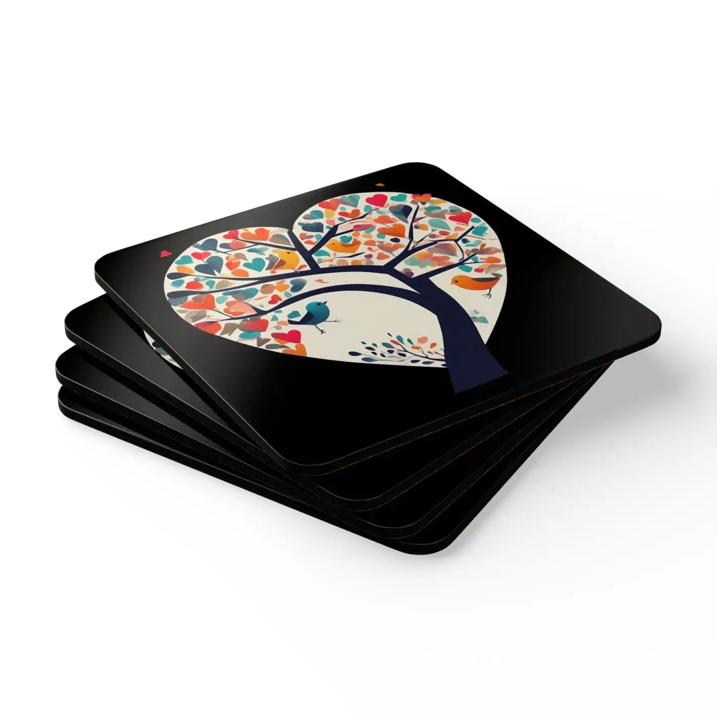 Heart Shaped Tree Corkwood Coaster Set - Nature Inspired - DipaliZ