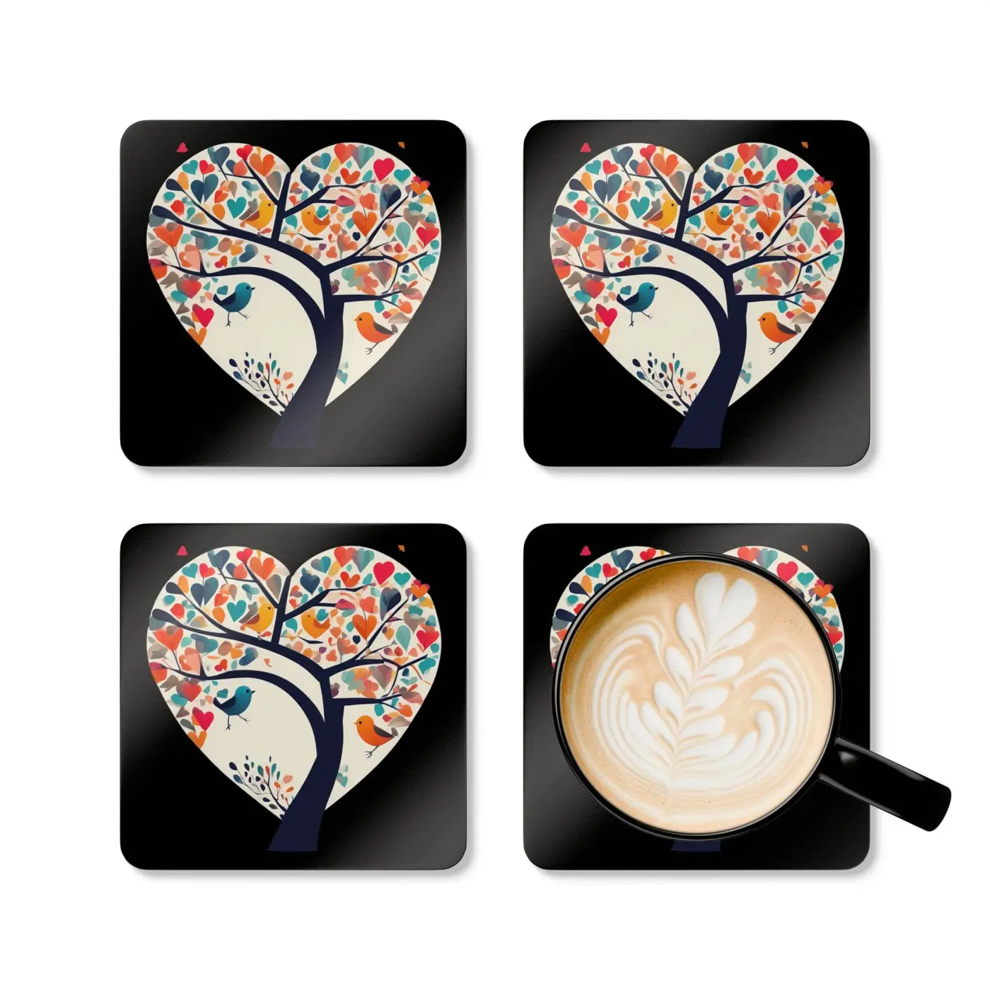 Heart Shaped Tree Corkwood Coaster Set - Nature Inspired - DipaliZ