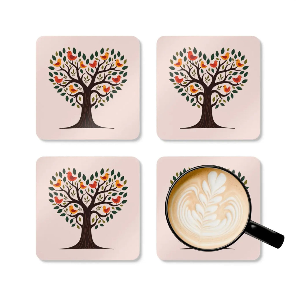 Heart Shaped Tree Corkwood Coaster Set - Functional Decor - DipaliZ