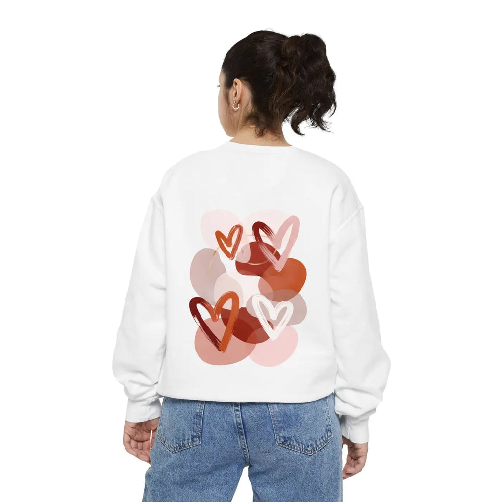 Heart Sketch Sweatshirt - Painterly Hearts Graphic - DipaliZ