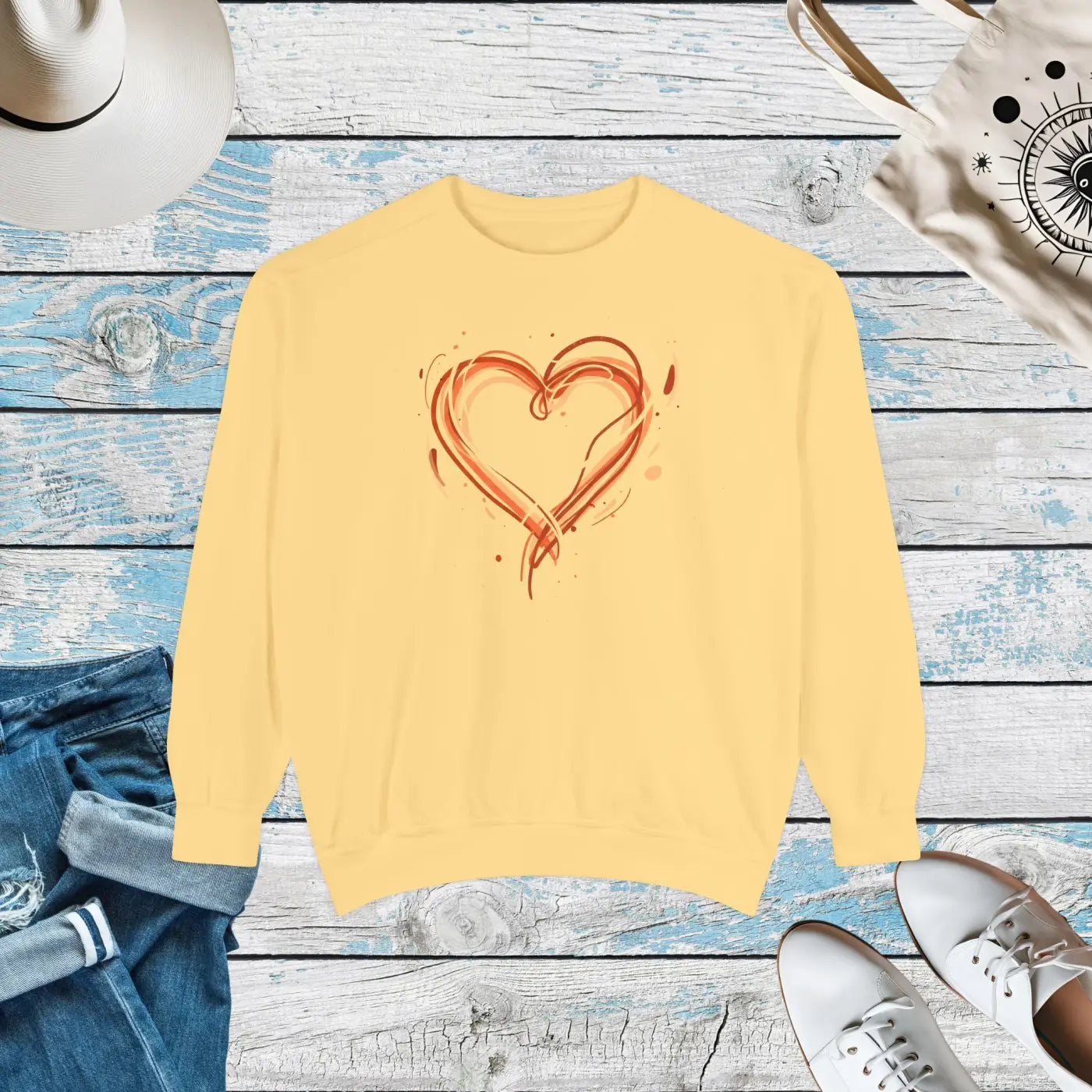 Heart Sketch Sweatshirt - Painterly Hearts Graphic - DipaliZ