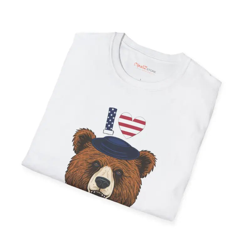 Bear T-Shirt USA Heart Unisex - Comfortable Patriotic Tee - DipaliZ