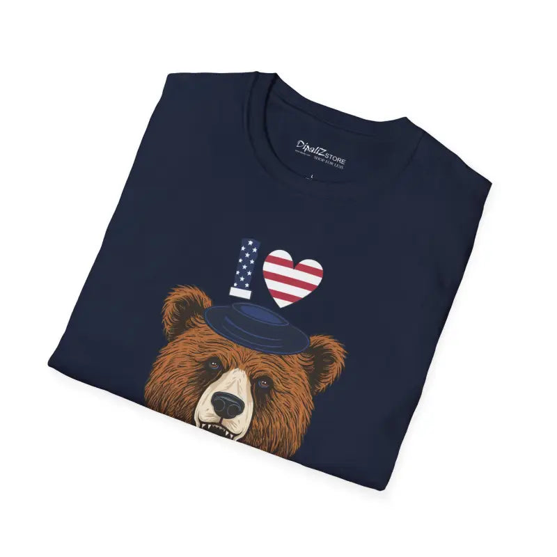 Bear T-Shirt USA Heart Unisex - Comfortable Patriotic Tee - DipaliZ