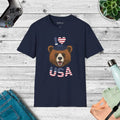 Bear T-Shirt USA Heart Unisex - Comfortable Patriotic Tee - DipaliZ
