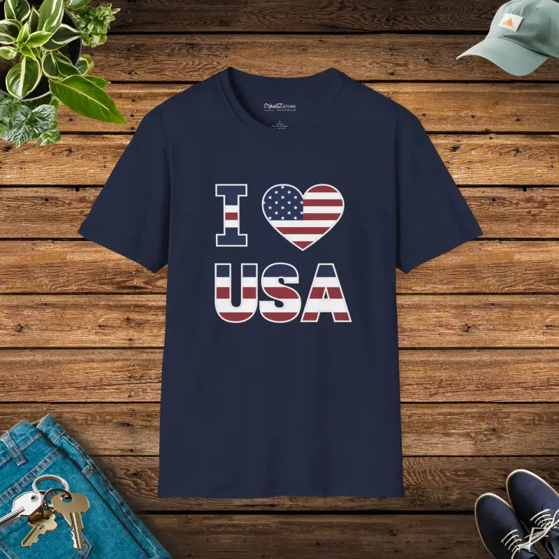 I Heart USA Patriotic Tee - Softstyle Cotton T-Shirt - DipaliZ