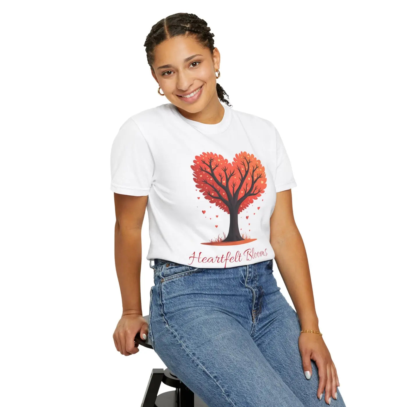 Heartfelt Blooms Tee - Heart Shaped Tree Design - DipaliZ
