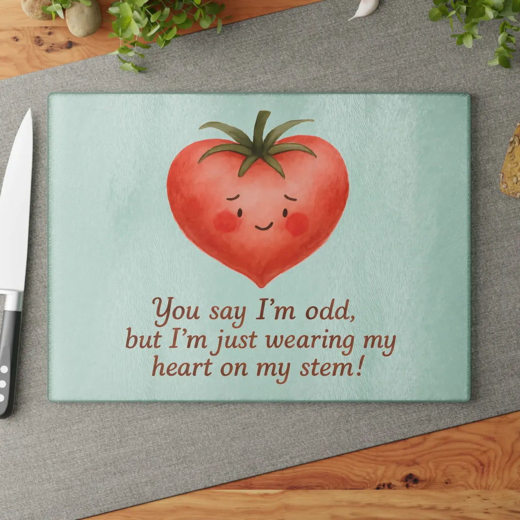 Heartfelt Tomato Glass Cutting Board - Kitchen Fun - DipaliZ