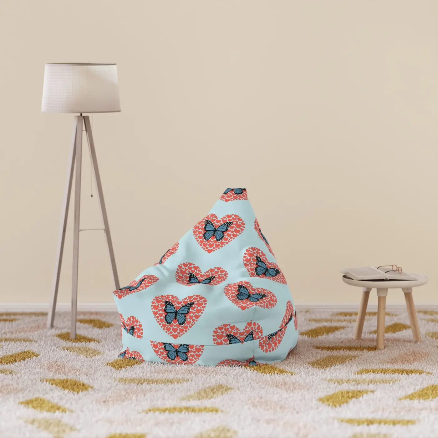 Fluttering Hearts Bean Bag Cover - Cozy Comfort Design - DipaliZ