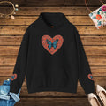 Hooded Sweatshirt - Flowers Hearts Butterflies Print - DipaliZ