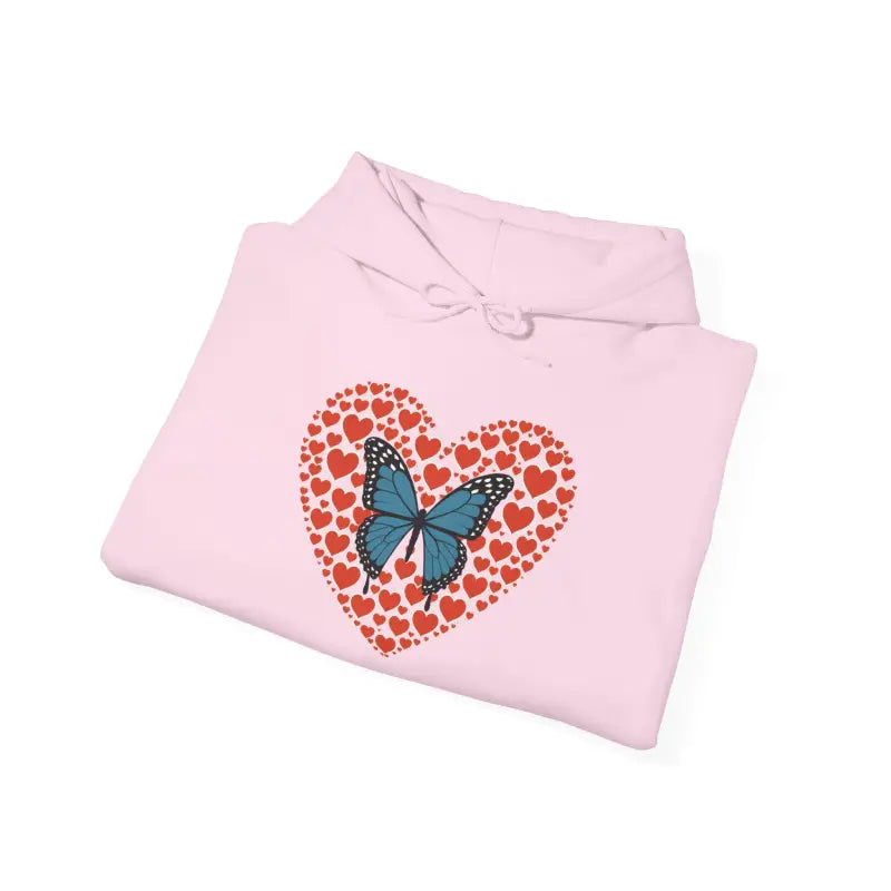 Hooded Sweatshirt - Flowers Hearts Butterflies Print - DipaliZ