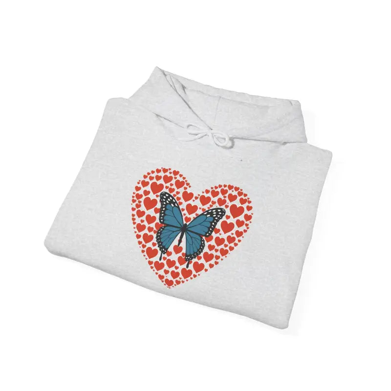 Hooded Sweatshirt - Flowers Hearts Butterflies Print - DipaliZ