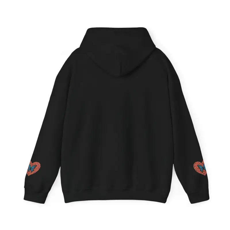 Hooded Sweatshirt - Flowers Hearts Butterflies Print - DipaliZ