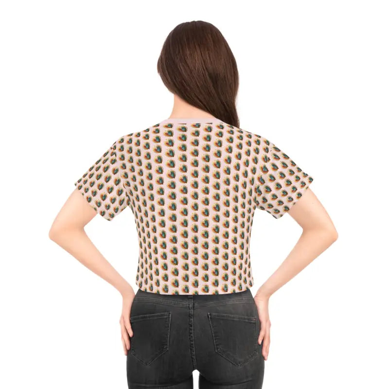 Hearts Crop Tee - All Over Print Style - DipaliZ