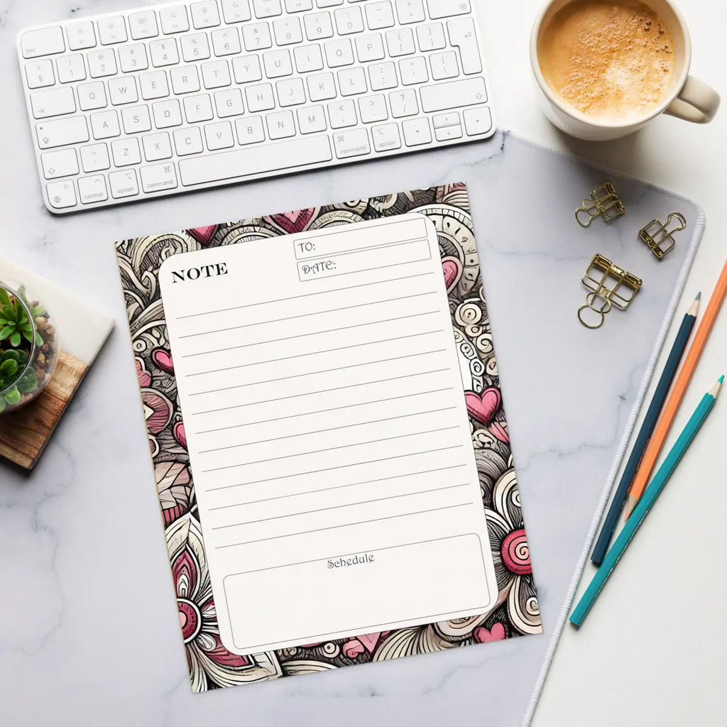 Heart Notepad Daily Planner - Creative Organization Style - DipaliZ