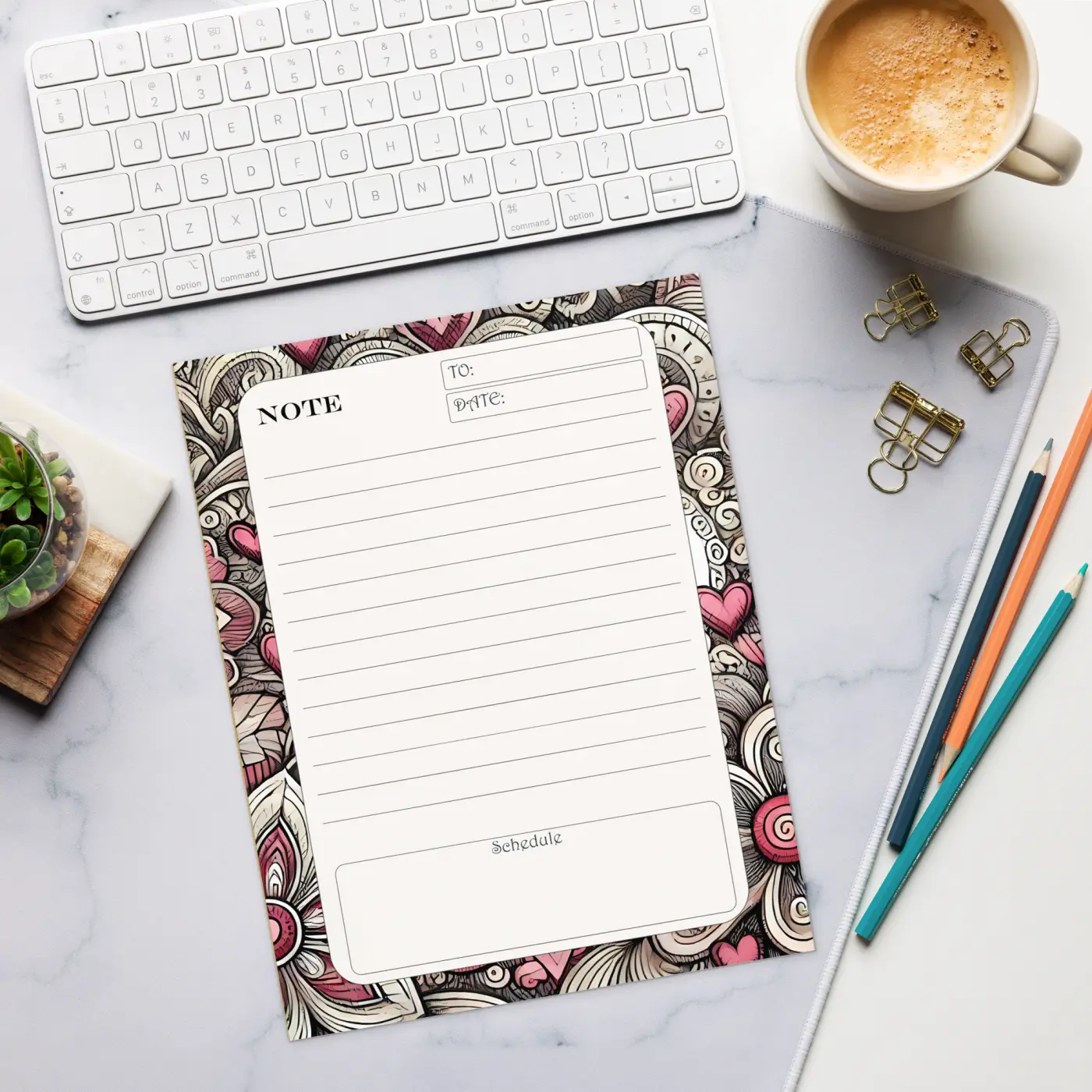 Heart Notepad Daily Planner - Creative Organization Style - DipaliZ