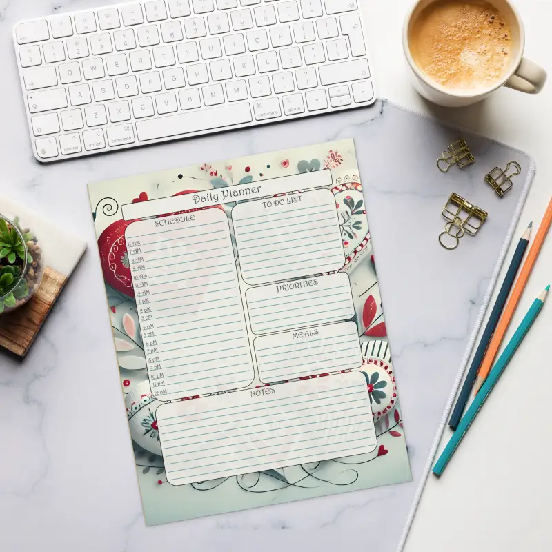 Stylish Daily Planner Notepad - Bold Vibrant Design - DipaliZ