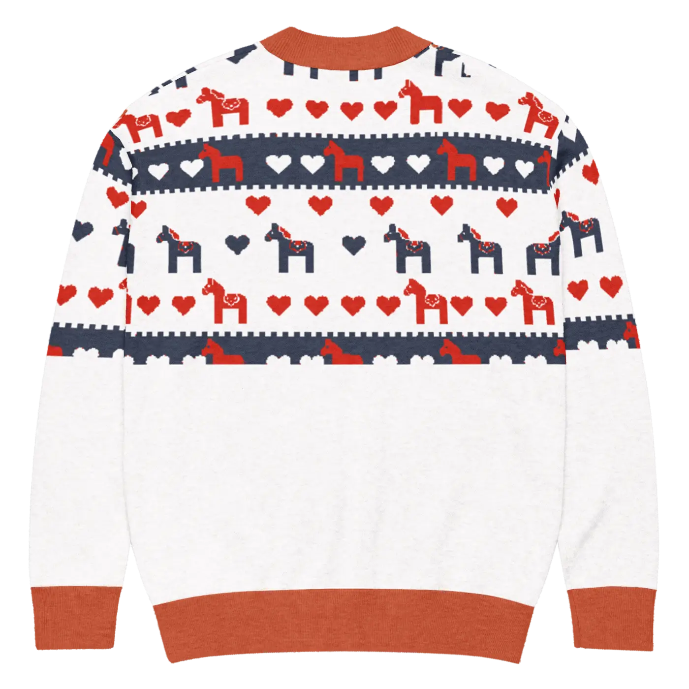 Hearts Dala Horse Knitted Cardigan - Scandinavian Charm - DipaliZ