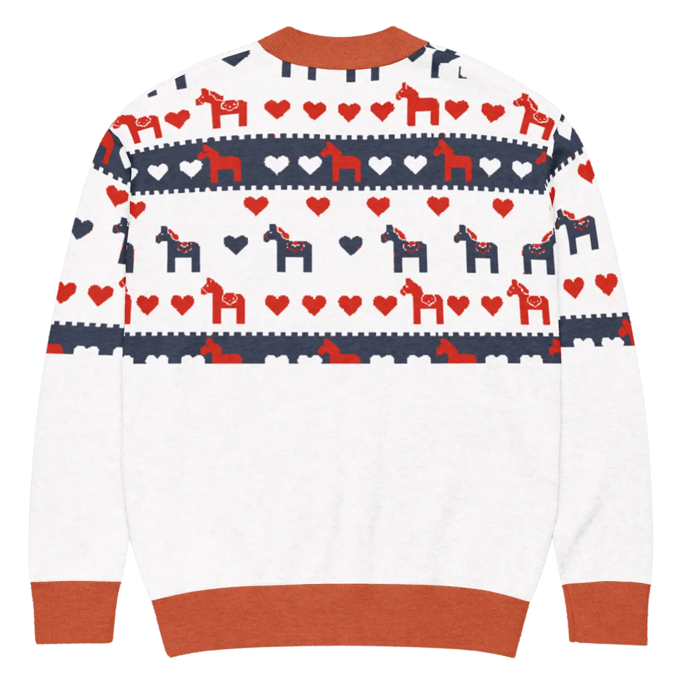 Hearts Dala Horse Knitted Cardigan - Scandinavian Charm - DipaliZ