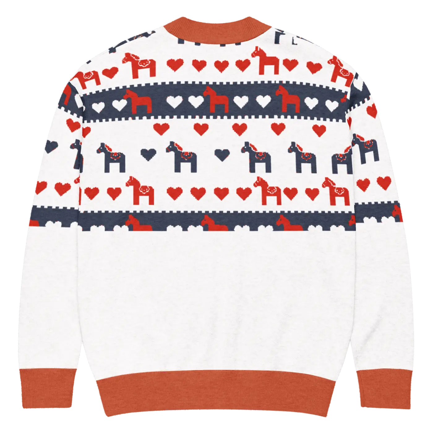 Hearts Dala Horse Knitted Cardigan - Scandinavian Charm - DipaliZ