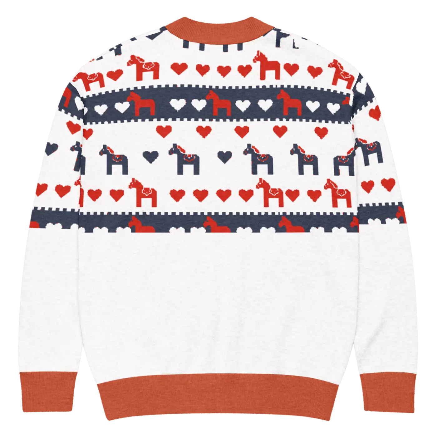 Hearts Dala Horse Knitted Cardigan - Scandinavian Charm - DipaliZ