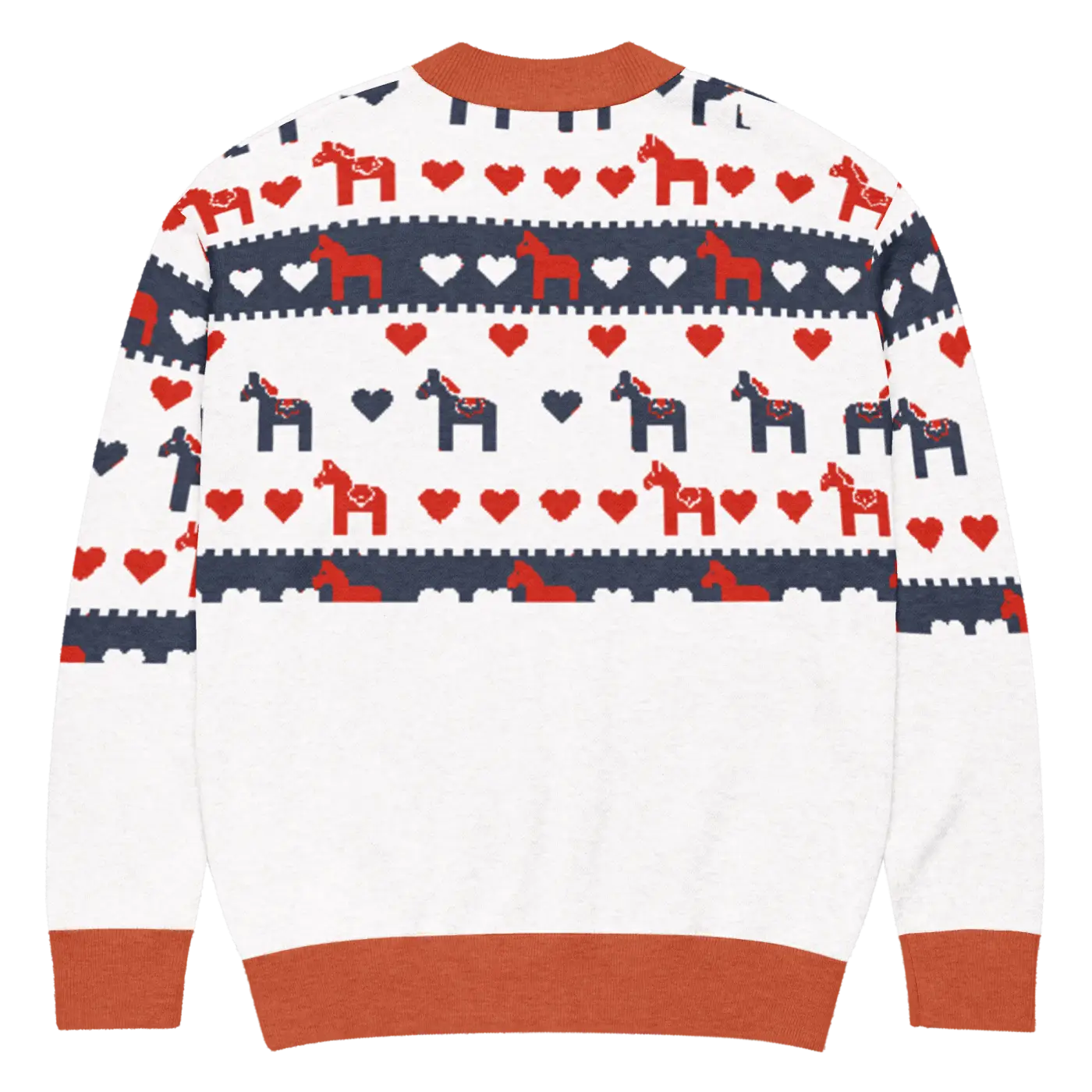Hearts Dala Horse Knitted Cardigan - Scandinavian Charm - DipaliZ